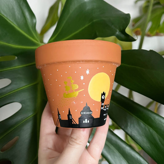 Flying Over London Hand Painted Plant Pot (79mm tall)