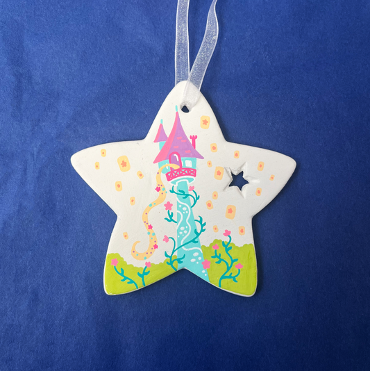 Ceramic Hand Painted Lost Princess Tower Star Christmas Decoration